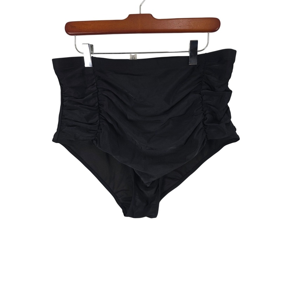 Daci Swim Bottoms 18 Womens Plus Size Black Slimming Beach‎ Vacation Pull On
